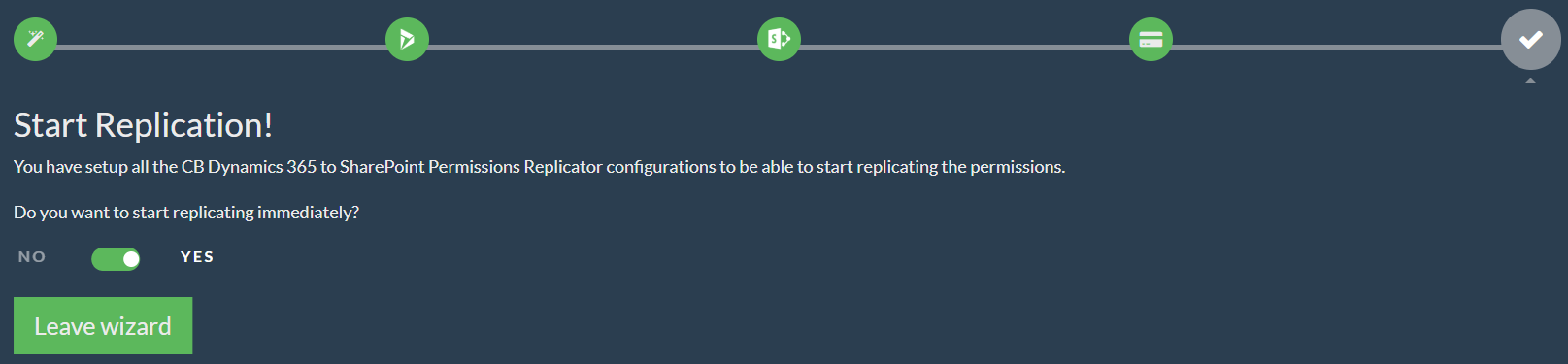 Configuration Wizard – Starting Replication