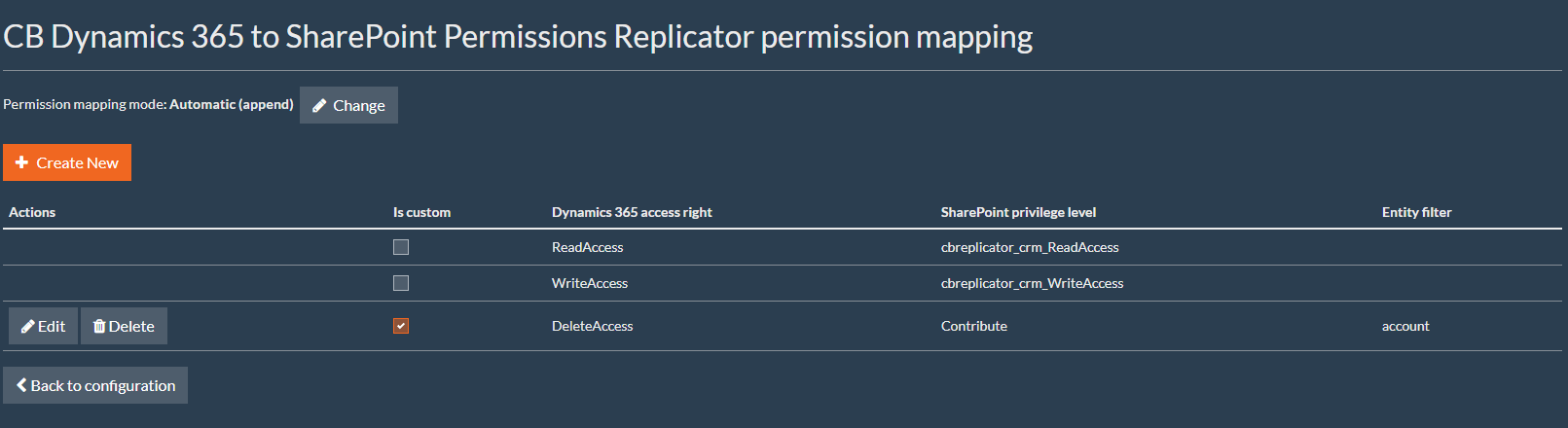 Permissions Mapping Page