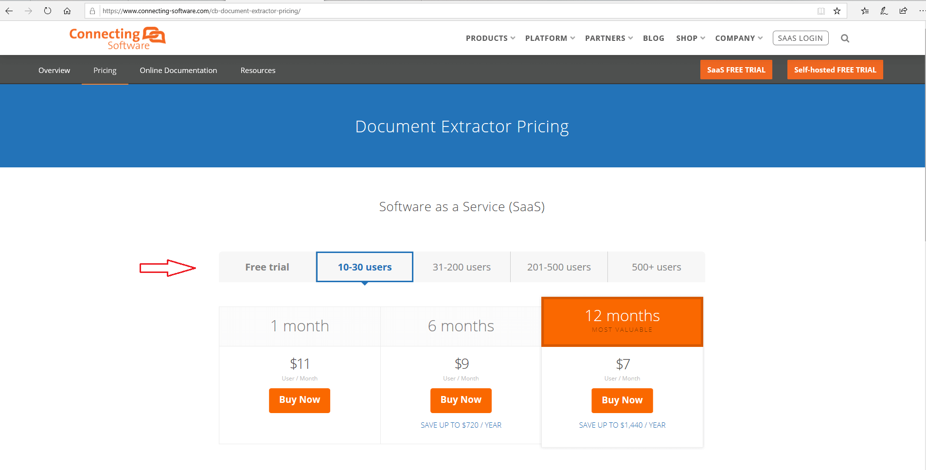 Document Extractor - Pricing page