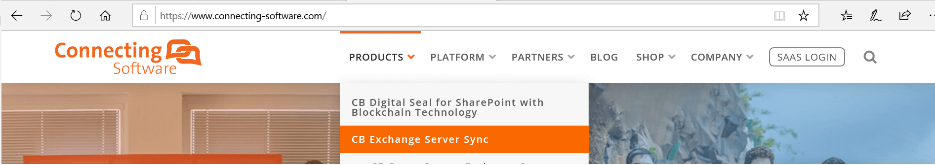 CB Exchange Server Sync in menu