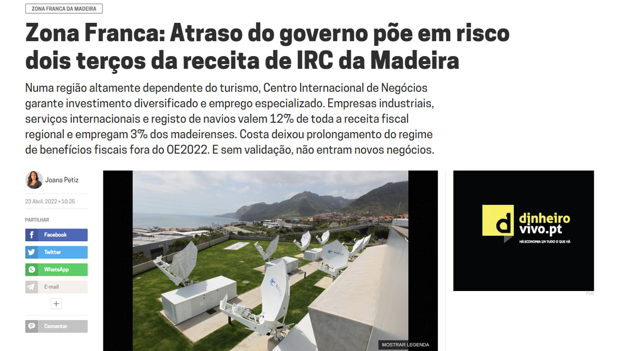 Featured image for “Free Trade Zone: Government delay jeopardizes two-thirds of Madeira’s IRC revenue”