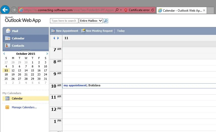 Календарь Exchange в Node.js