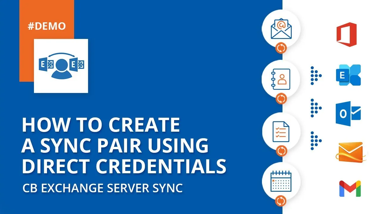Как создать пару синхронизации с использованием прямых учетных данных в сервере CB-Exchange-Server-Sync